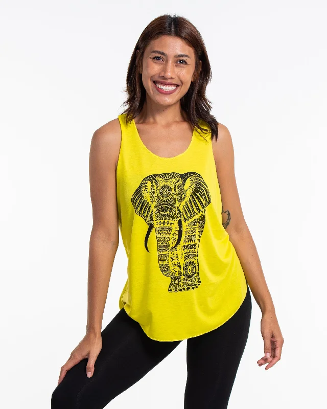 Womens Regal Elephant Tank Top in Yellow