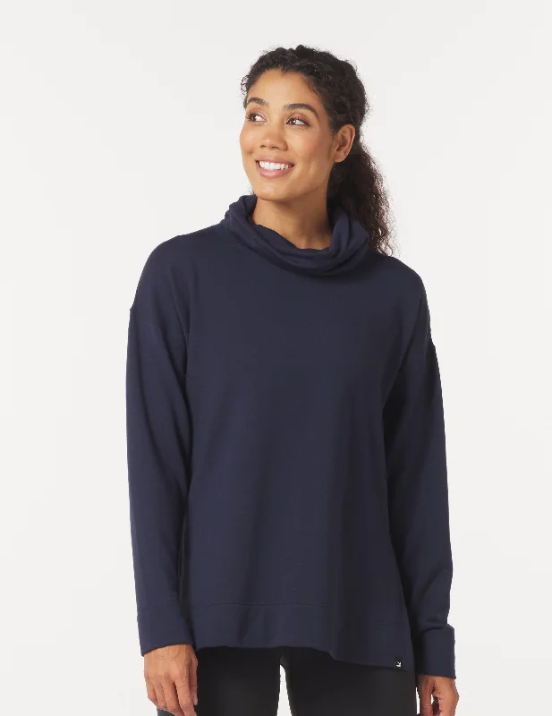 Scarf Neck Tunic: Navy