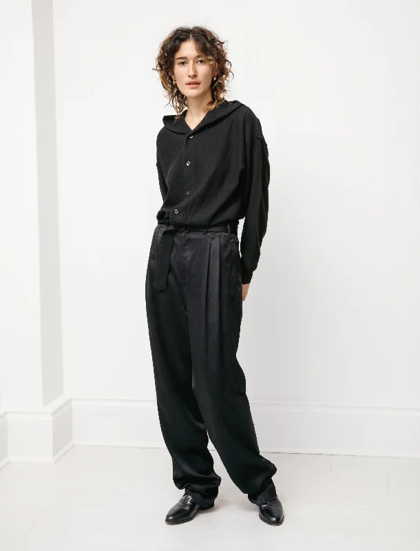 Pleated Pants Satin Black