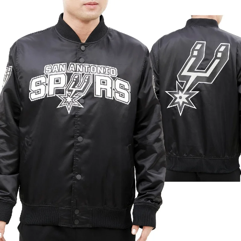 NBA SAN ANTONIO SPURS BIG LOGO MEN'S SATIN JACKET (BLACK)