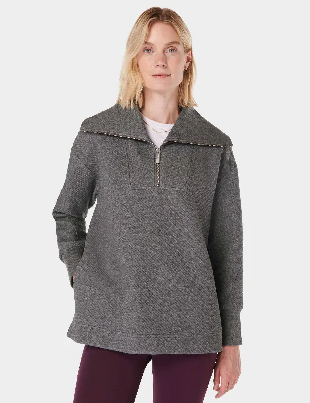 Radiant Half Zip Sweatshirt - Charcoal Grey Marl