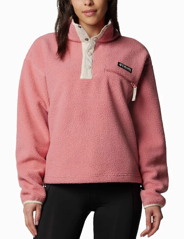 Helvetia II Cropped Sherpa Half Snap Fleece - Pink Agave