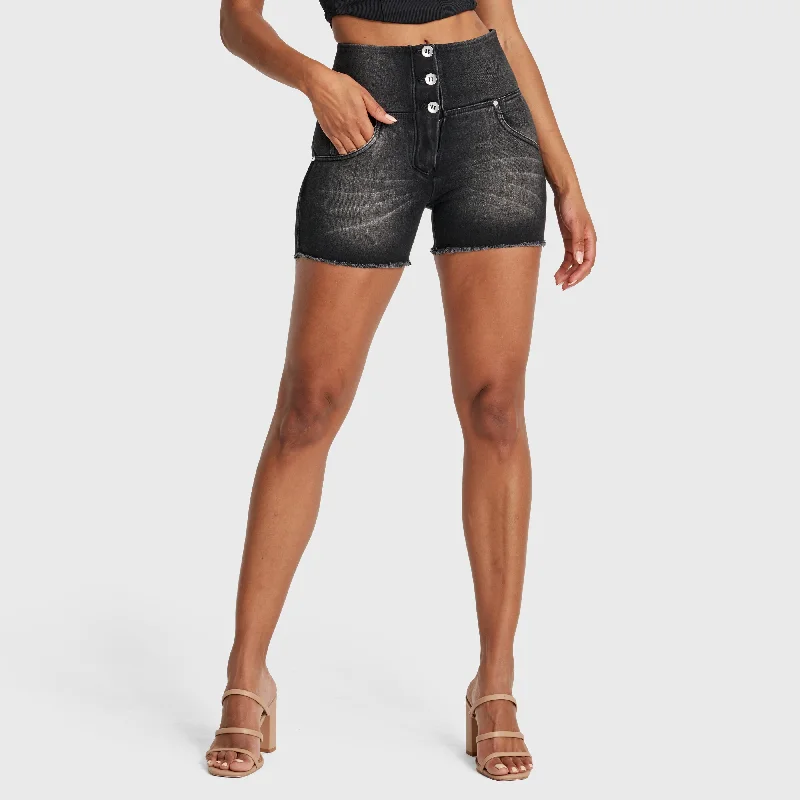 WR.UP® Snug Jeans - High Waisted - Shorts - Black + Black Stitching