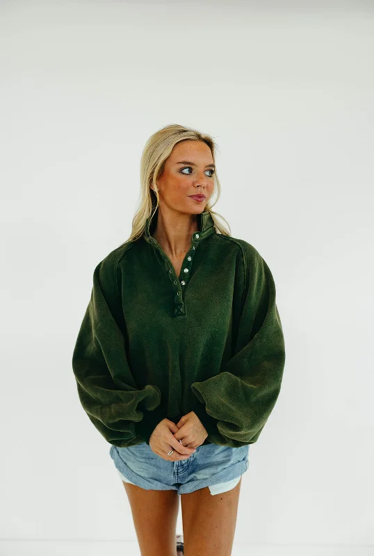 Piper Snap Sweatshirt - Hunter Green