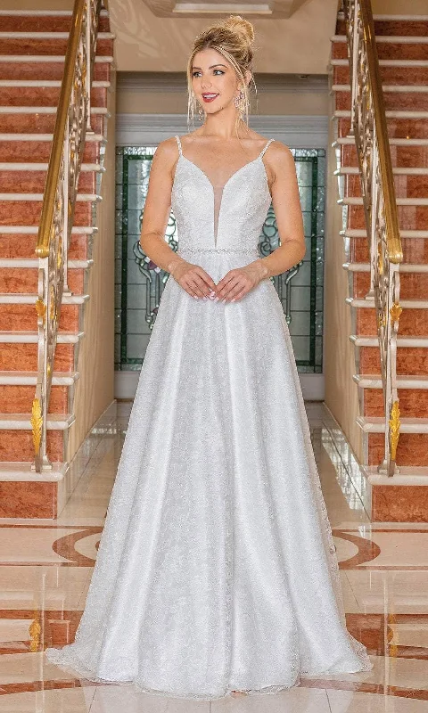 Dancing Queen 0225 - Plunging V-Neck A-Line Wedding Gown