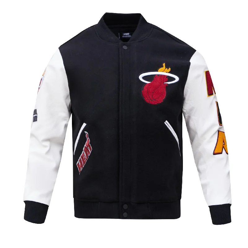 NBA MIAMI HEAT CLASSIC WOOL MEN'S VARSITY JACKET (BLACK/WHITE)