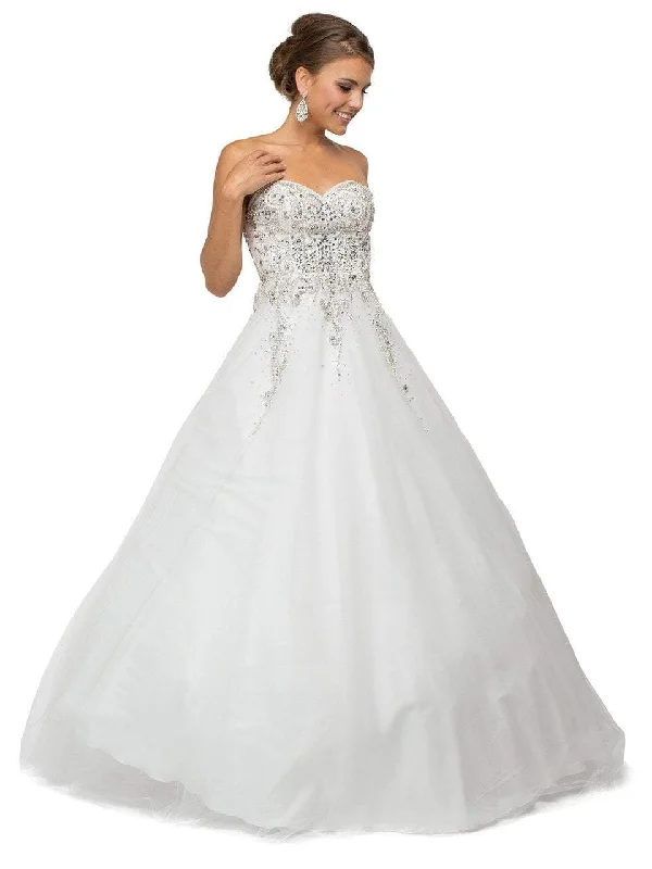 Dancing Queen Bridal - 9166 Floor-Length Strapless Sweetheart Ballgown