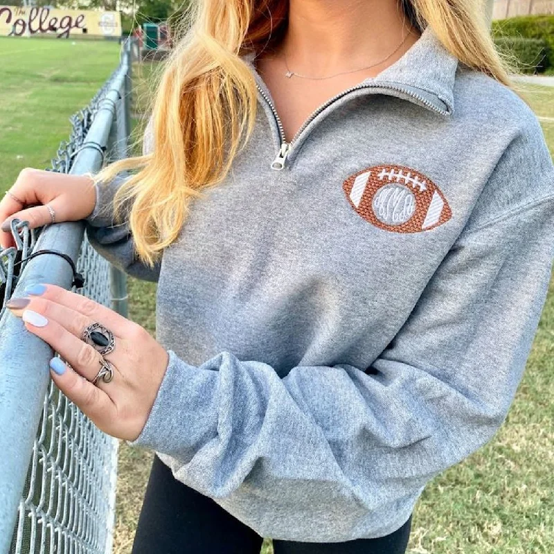 Monogrammed Football Quarter Zip Sweatshirt